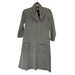 Perceptions New York Black & White Chevron Pullover Cowl Neck  Dress Size M